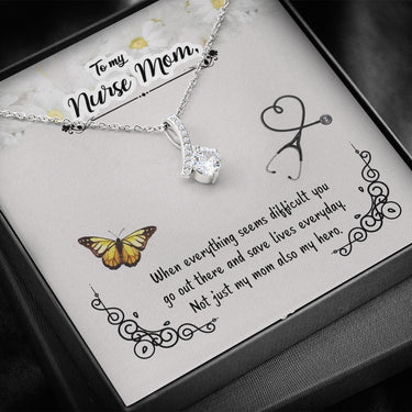 KORAFINA Inspirational Mom Necklace - Necklace for Mom - Gift Necklace with Message Card to My Nurse Mom - When Everything Seems The Inner Beauty Necklace On Christmas, Birthday